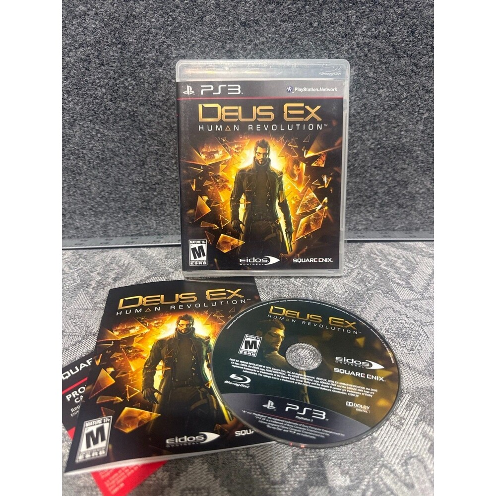 Deus Ex Human Revolution PS3 CIB Complete Manual EUC Square Enix Eidos